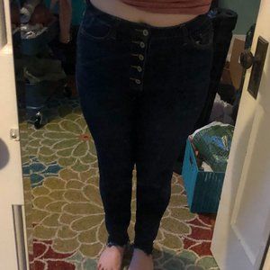 High-Waisted Dark Wash Jeans w/ statement buttons
